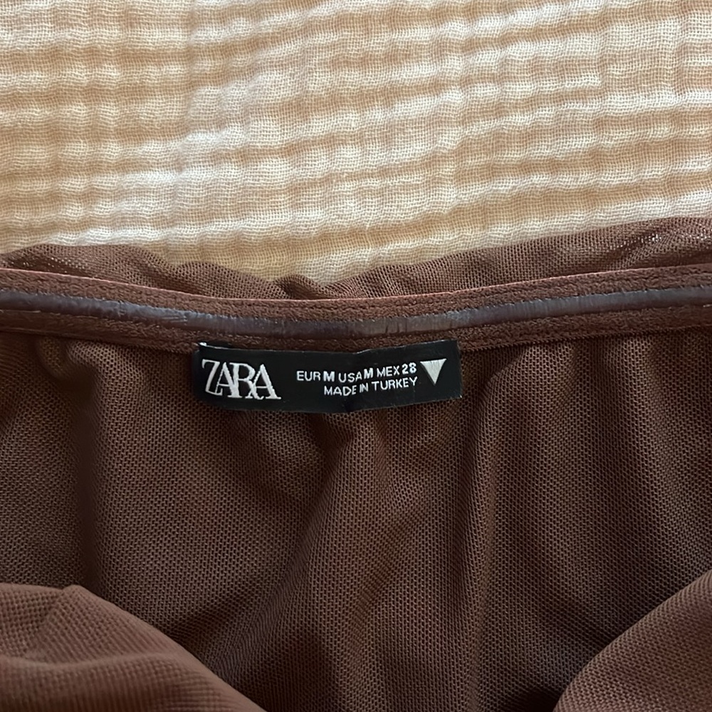 ZARA BROWN CORSET CROP TOP - Picture 4 of 4